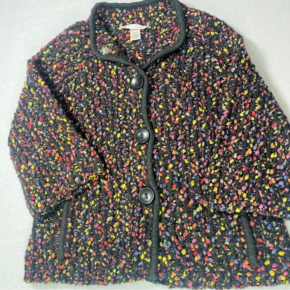 Jillian Nicole Cardigan Black Multicolor Speckled Knit Women’s Medium Wool Blend - Picture 1 of 9